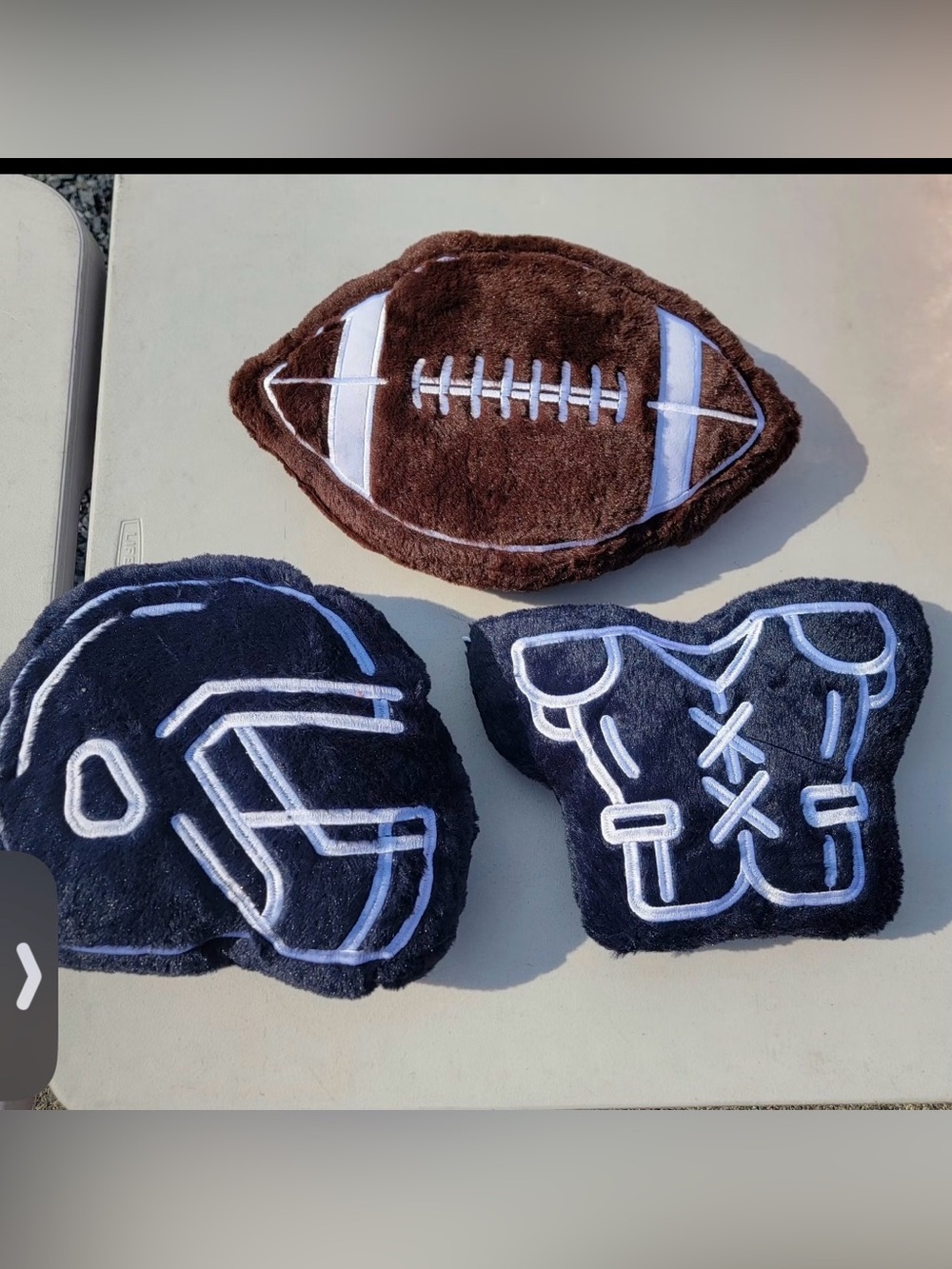 3pc New Open Bag Plush Football Themed Throw Pillows